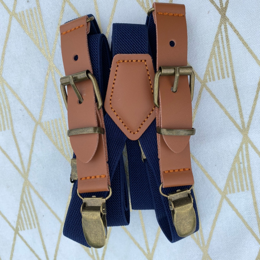 Old Fashioned Men’s Suspenders / Dark Navy Blue / BRAND NEW